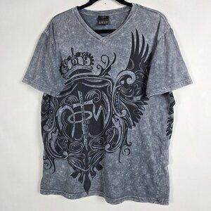 NOTW Not Of This World Y2K Wings Crown Mens Large Short Sleeve Gray T Shirt